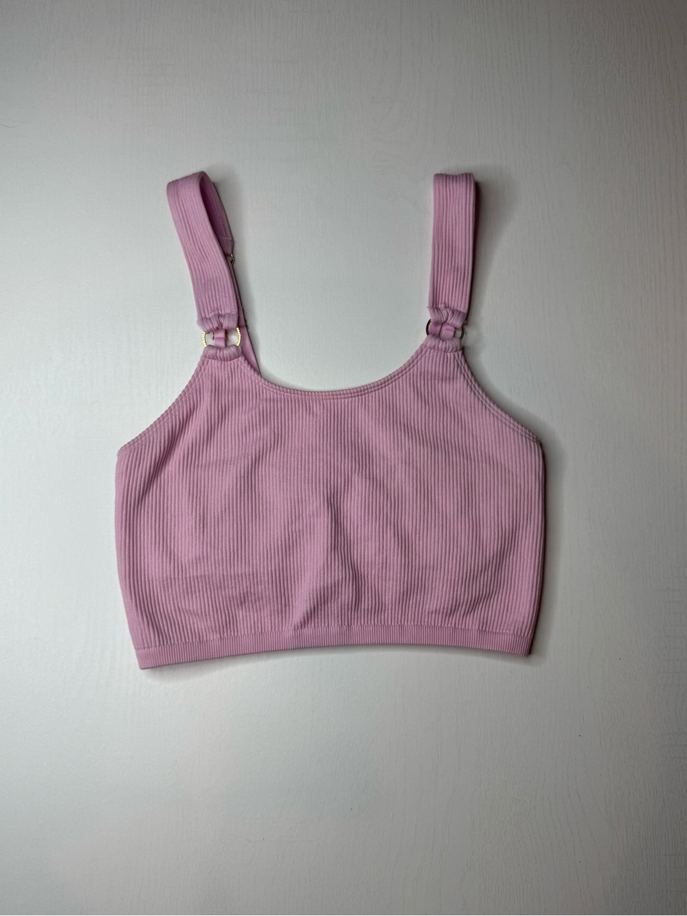 Aerie Pink Seamless Ribbed Ring Longline Crop Top Bralette